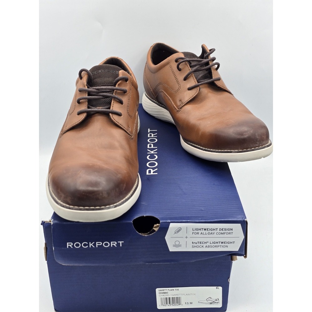 Rockport Men's Garett Plain Toe Oxford Cognac - ML02645-JTA23 (CH4295) Sz 13 M